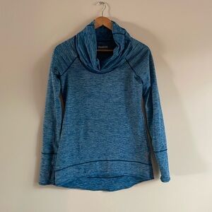 Blue Reebok Wide Cowl Pullover Sweater Size M with Thumb Holes in Sleeves